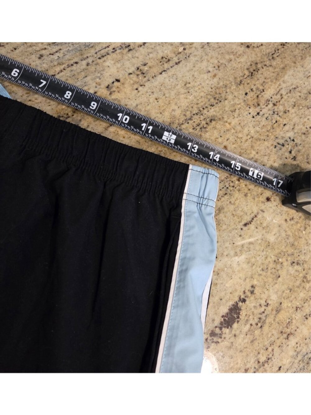 Reebok Womens Size L Athletic Workout Capri Black w Blue Side Sttripe 28x24" - Picture 3 of 13